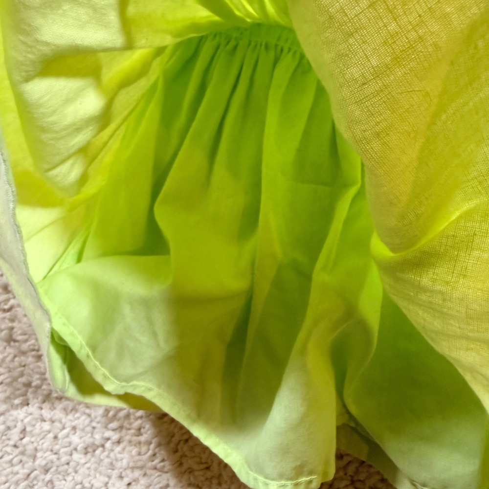 Vintage First Impressions Lime Green Smocked Linen Dress 0-3 M Cottagecore - Picture 6 of 7